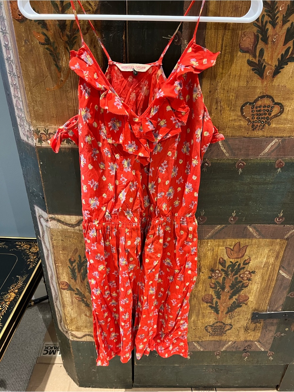 Rebecca Taylor Red Floral Ruffle dress